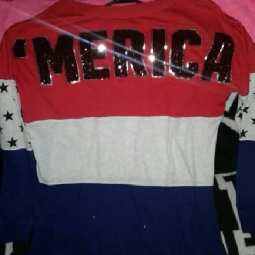 Victoria's Secret Pink America Red White and Blue Oversized T-Shirt